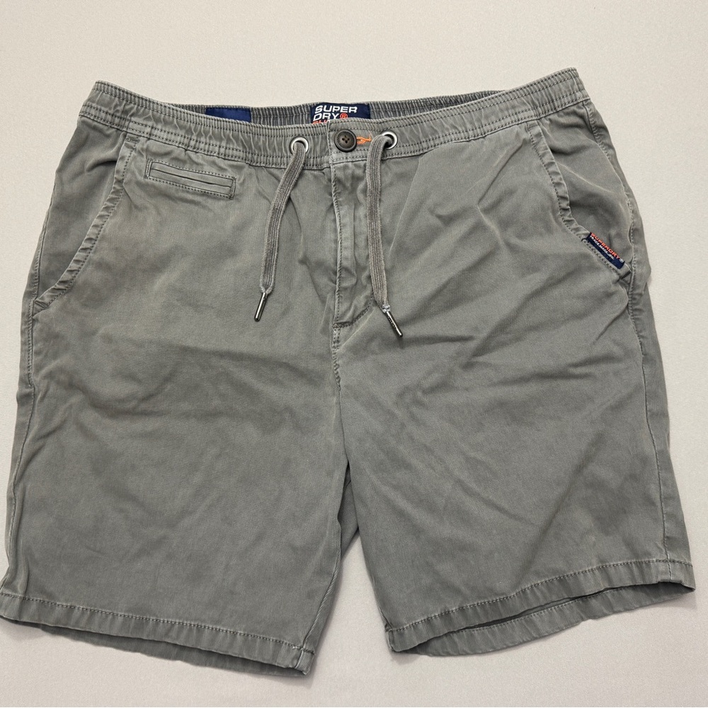 Superdry Olive-Grey Drawstring Cotton Shorts size 36